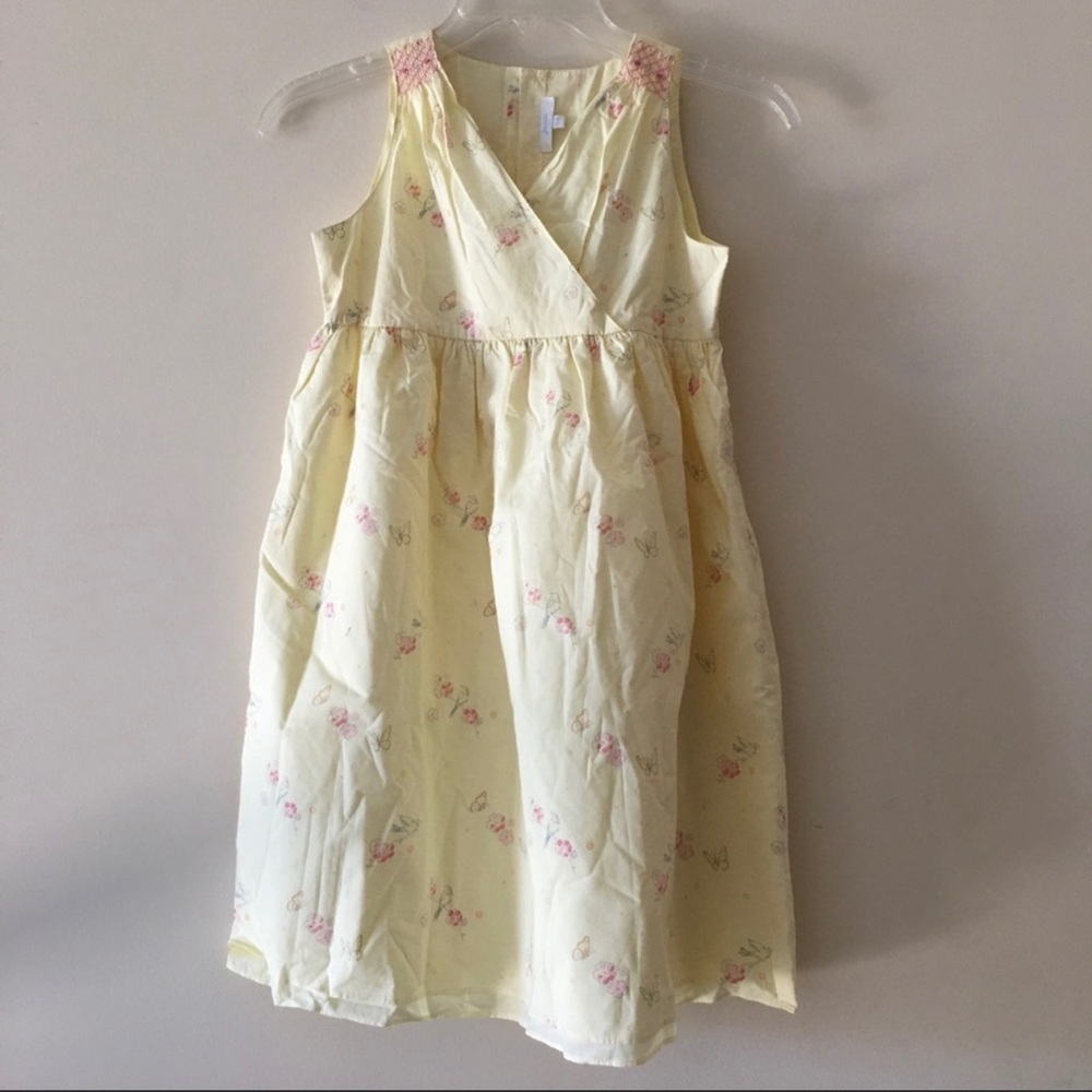 Yellow Multicolor Floral Sleeveless Jacadi Paris Girls Dress Size 10